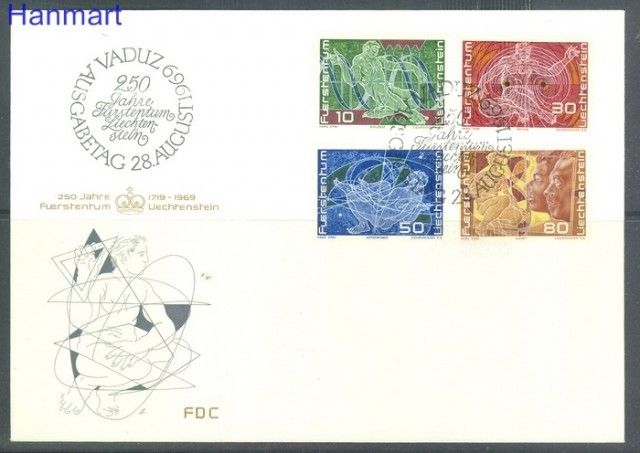 Znaczek Liechtenstein 1969 Mi 508-511 FDC