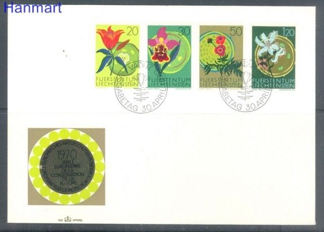 Znaczek Liechtenstein 1970 Mi 521-524 FDC