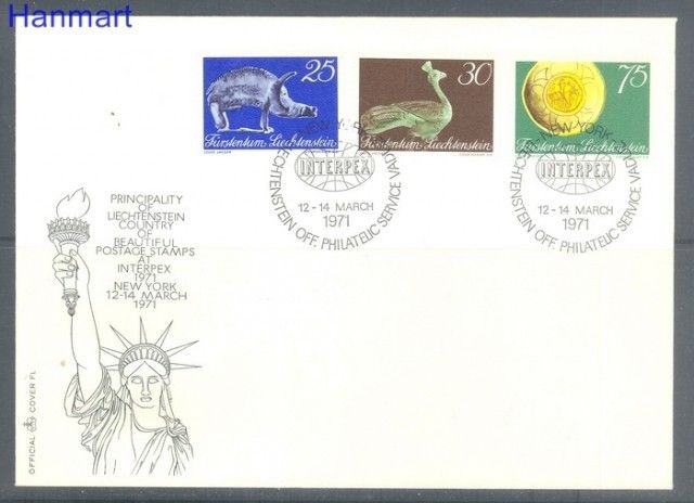 Znaczek Liechtenstein 1971 Mi 536-538 FDC