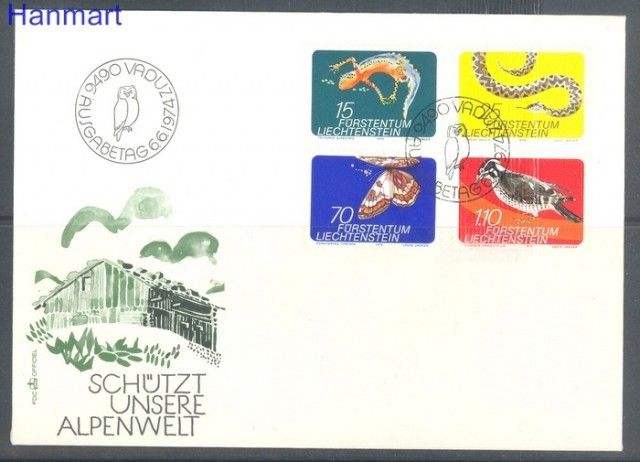 Znaczek Liechtenstein 1974 Mi 609-612 FDC