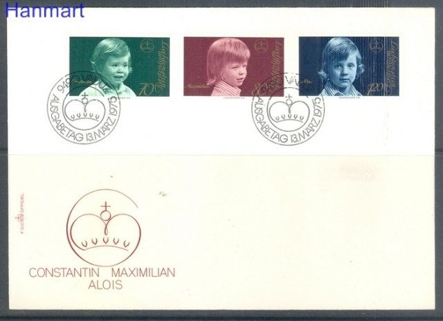 Znaczek Liechtenstein 1975 Mi 620-622 FDC