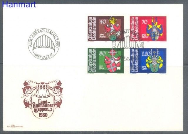 Znaczek Liechtenstein 1980 Mi 743-746 FDC