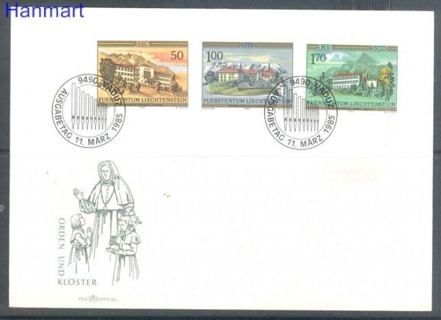 Znaczek Liechtenstein 1985 Mi 868-870 FDC