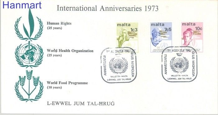 Znaczek Malta 1973 Mi 475-477 FDC