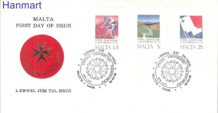 Znaczek Malta 1975 Mi 521-523 FDC