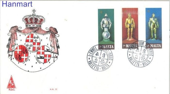 Znaczek Malta 1977 Mi 542-544 FDC