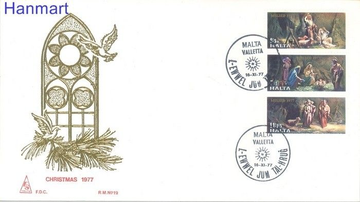Znaczek Malta 1977 Mi 559-561 FDC