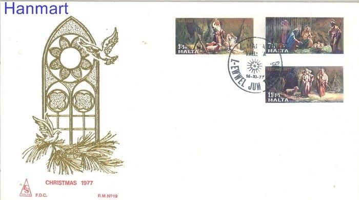 Znaczek Malta 1977 Mi 559-561 FDC
