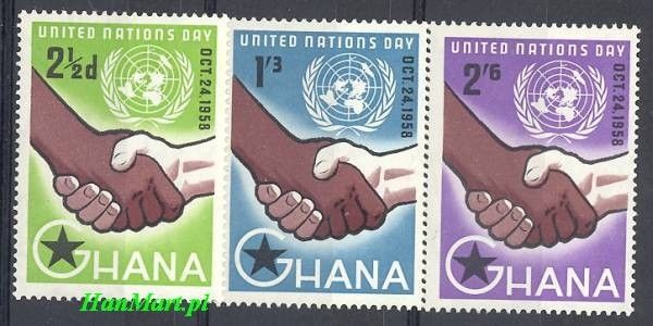 Znaczek Ghana 1958 Mi 36-38 Czyste **