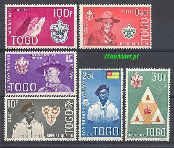 Znaczek Togo 1961 Mi 313-318 Czyste **