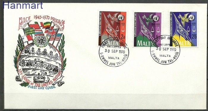 Znaczek Malta 1970 Mi 414-416 FDC