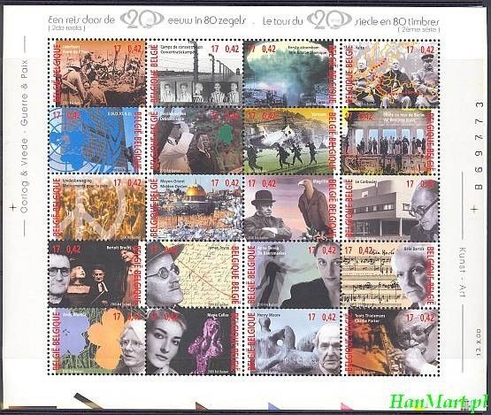 Znaczek Belgia 2000 Mi ark 2994-3013 Czyste **
