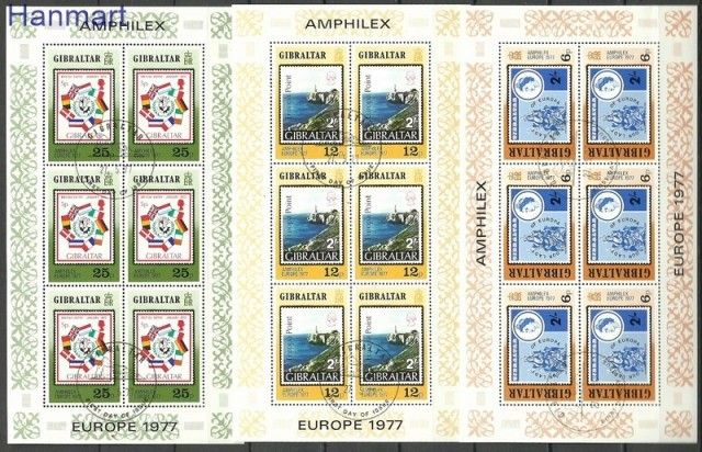 Znaczek Gibraltar 1977 Mi ark 364-366 Stemplowane