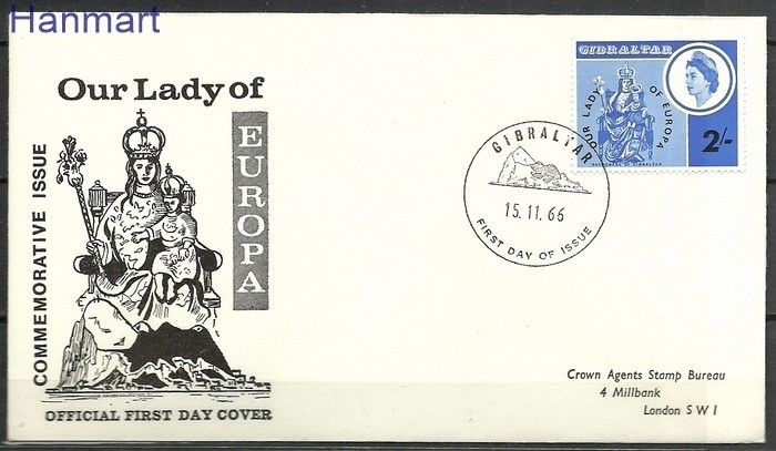 Znaczek Gibraltar 1966 Mi 184 FDC