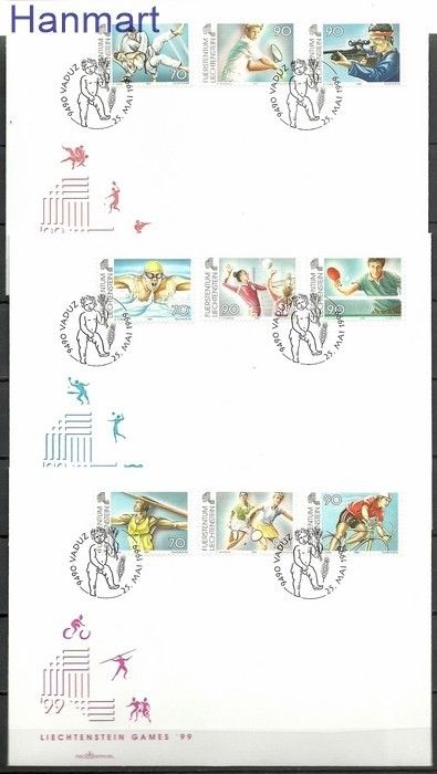 Znaczek Liechtenstein 1999 Mi 1203-1211 FDC