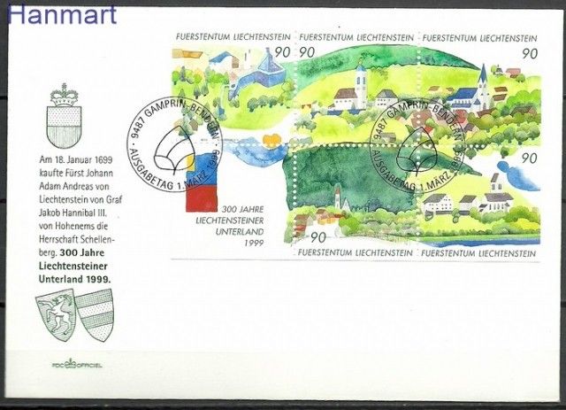 Znaczek Liechtenstein 1999 Mi bl 16 FDC