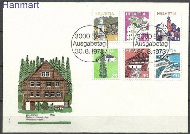 Znaczek Szwajcaria 1973 Mi 1003-1008 FDC