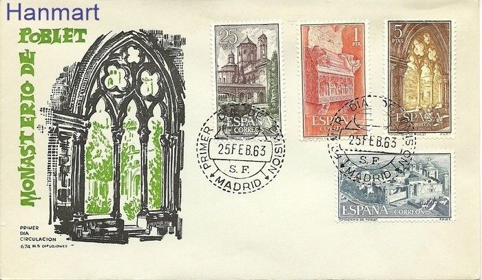 Znaczek Hiszpania 1963 Mi 1379-1382 FDC