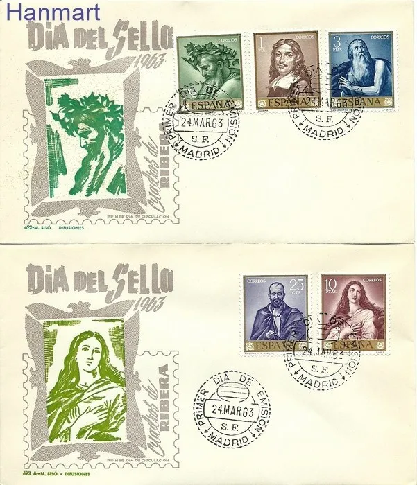 Znaczek Hiszpania 1963 Mi 1384-1393 FDC