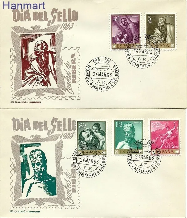 Znaczek Hiszpania 1963 Mi 1384-1393 FDC