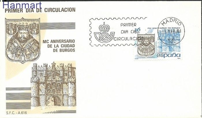 Znaczek Hiszpania 1984 Mi 2622 FDC