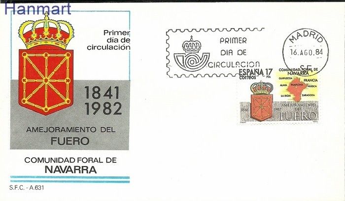 Znaczek Hiszpania 1984 Mi 2652 FDC