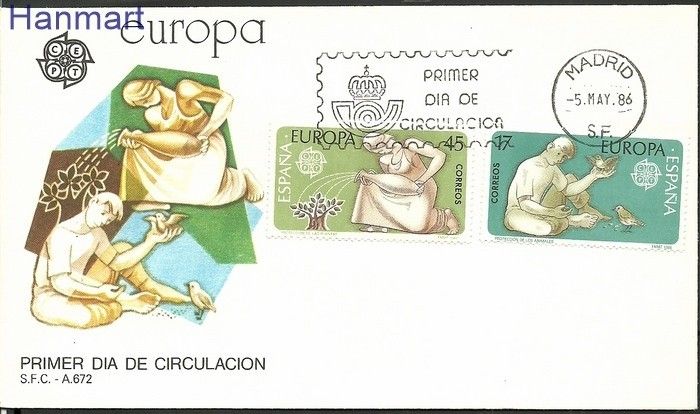 Znaczek Hiszpania 1986 Mi 2726-2727 FDC