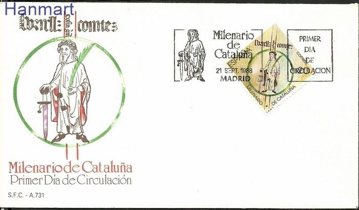 Znaczek Hiszpania 1988 Mi 2841 FDC