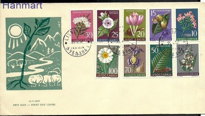 Znaczek Jugosławia 1957 Mi 812-820 FDC