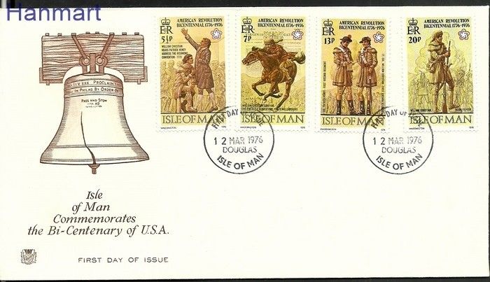 Znaczek Wyspa Man 1976 Mi 75-77 FDC