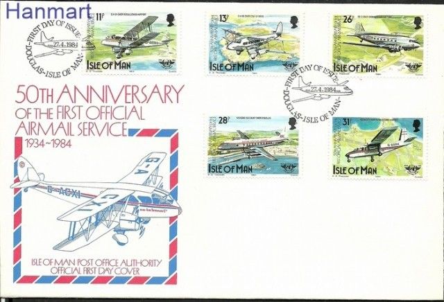 Znaczek Wyspa Man 1984 Mi 256-260 FDC
