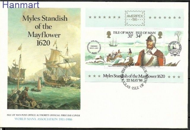 Znaczek Wyspa Man 1986 Mi bl 8 FDC
