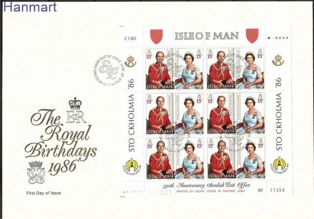 Znaczek Wyspa Man 1986 Mi ark 319-321 FDC