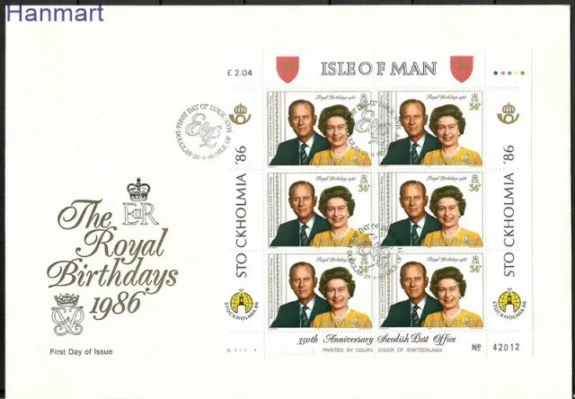 Znaczek Wyspa Man 1986 Mi ark 319-321 FDC