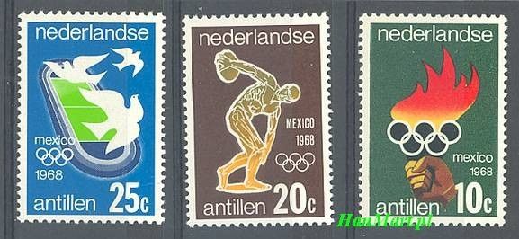 Znaczek Antyle Holenderskie 1968 Mi 187-189 Czyste **