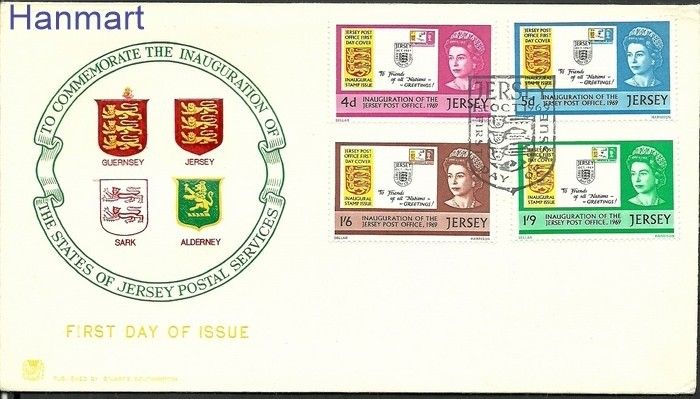 Znaczek Jersey 1969 Mi 22-25 FDC
