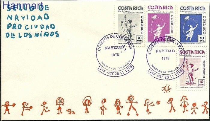 Znaczek Kostaryka 1978 Mi 81-84 FDC