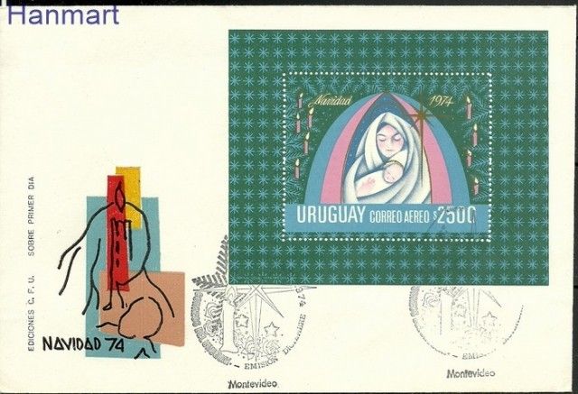 Znaczek Urugwaj 1974 Mi bl 22 FDC
