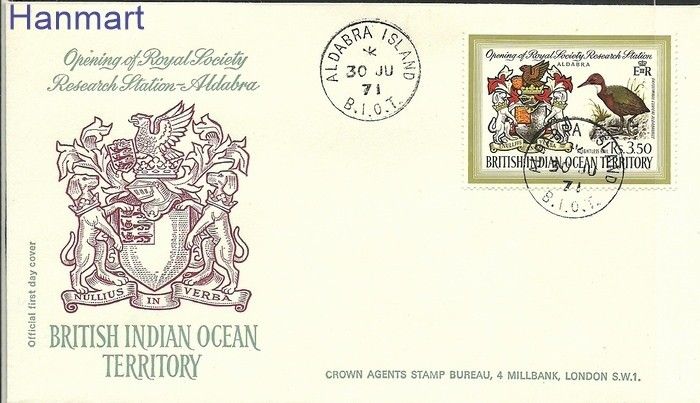 Znaczek Brytyjskie Terytorium Oceanu Indyjskiego 1971 Mi 43 FDC
