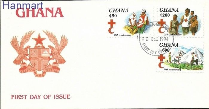 Znaczek Ghana 1994 Mi 2108-2110 FDC