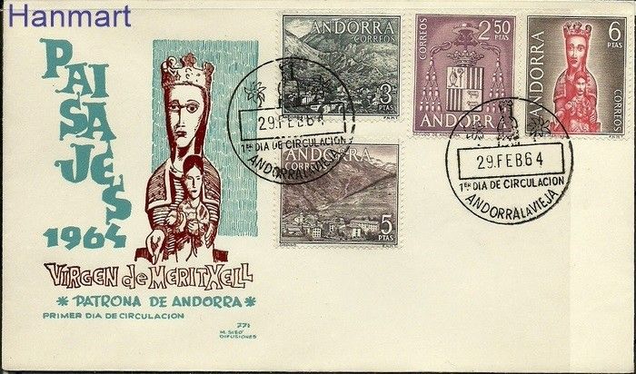 Znaczek Andora Hiszpańska 1965 Mi 63-66 FDC