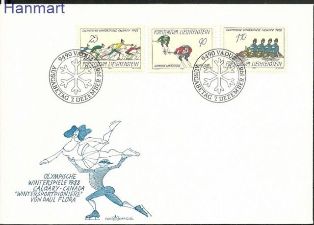 Znaczek Liechtenstein 1987 Mi 934-936 FDC