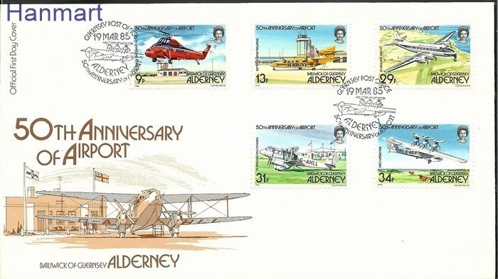 Znaczek Alderney 1985 Mi 18-22 FDC