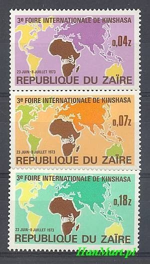 Znaczek Kongo Kinszasa / Zair 1973 Mi 479-481 Czyste **