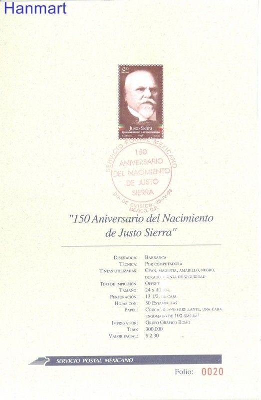 Znaczek Meksyk 1998 Mi 2687 FDC