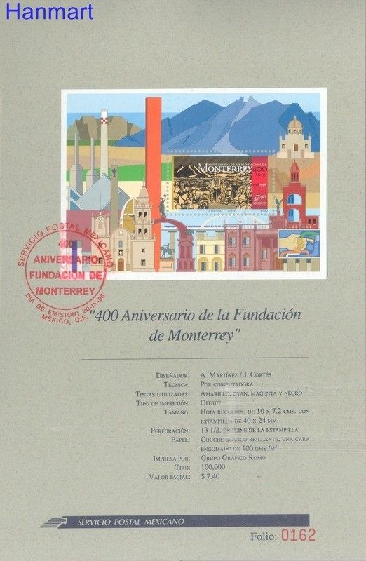 Znaczek Meksyk 1996 Mi bl 42 FDC