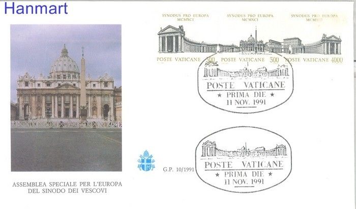 Znaczek Watykan 1991 Mi 1043-1045 FDC