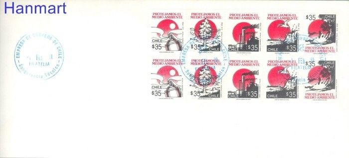 Znaczek Chile 1990 Mi 1371-1380 FDC