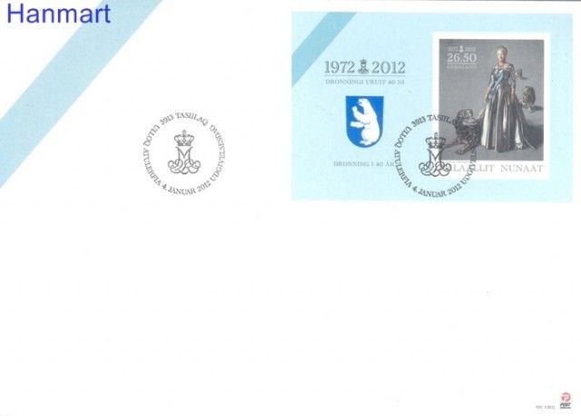 Znaczek Grenlandia 2012 Mi bl 56 FDC
