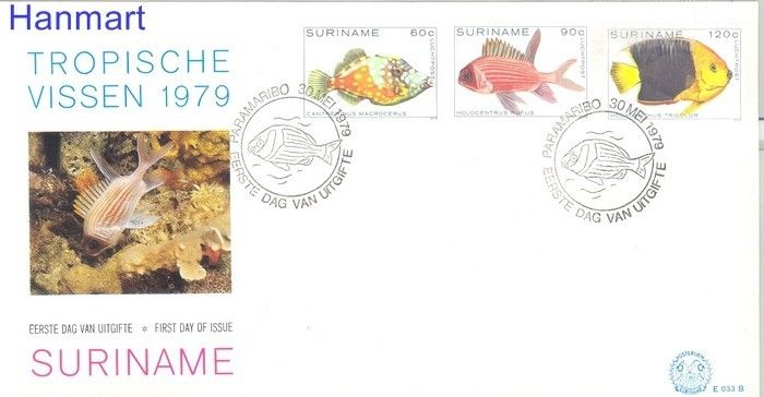 Znaczek Surinam 1979 Mi 874-876 FDC